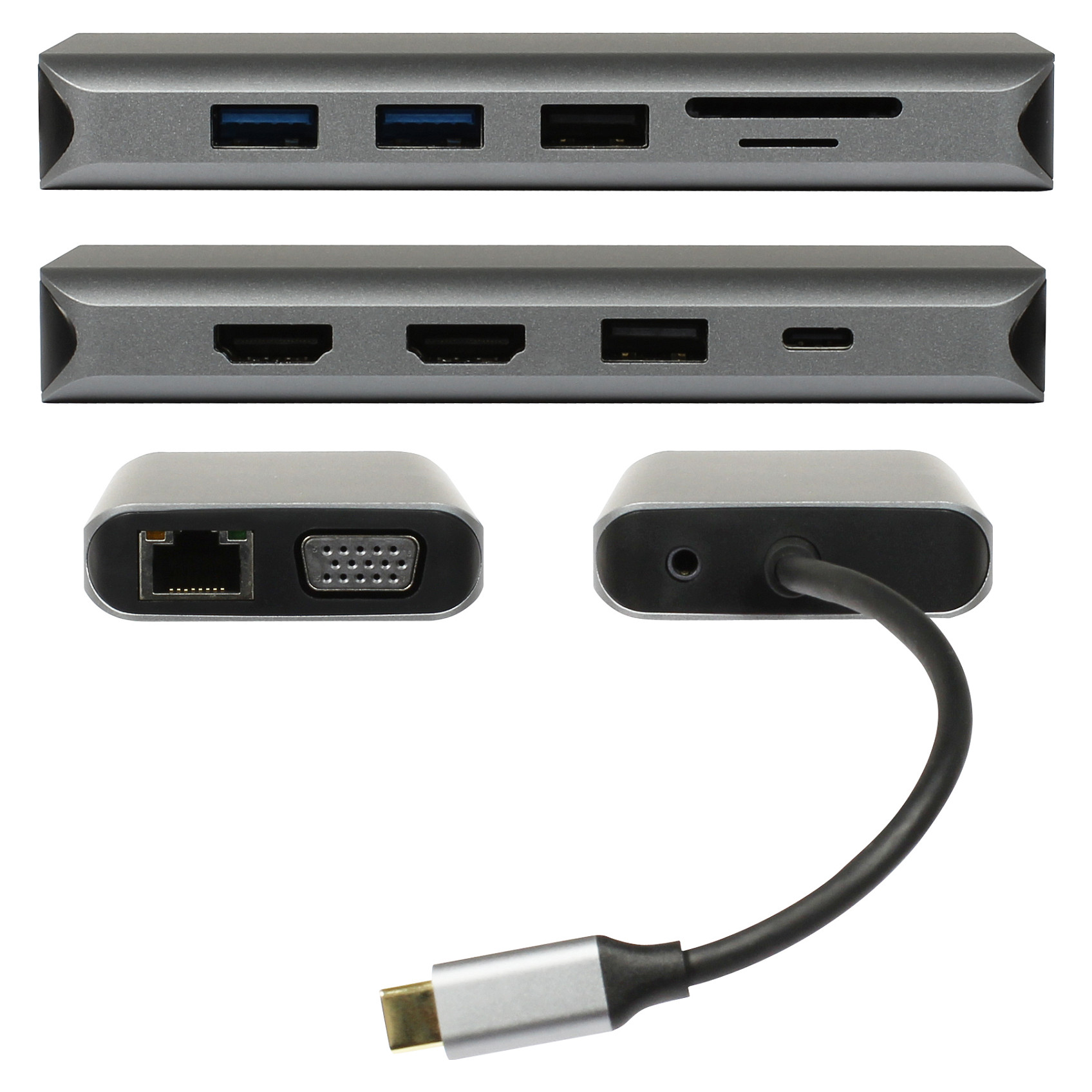 Docking Station Plusonic USB-C 8‑in‑1 - Argjend - Figura 2