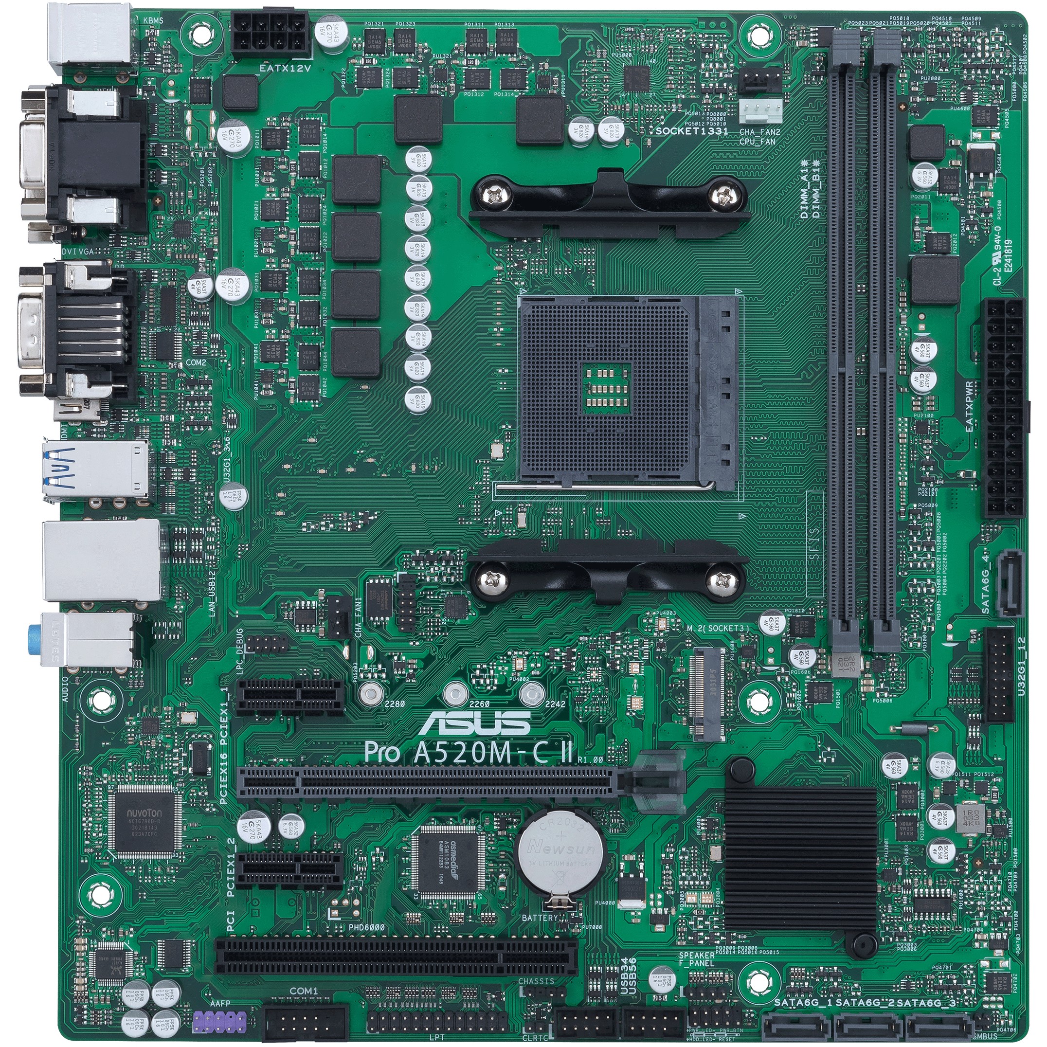 Pllakë Amë AMD AM4 ASUS PRO A520M-C II/CSM D4 / mATX / DDR4 / HDMI+DP+VGA+DVI - Figura 2