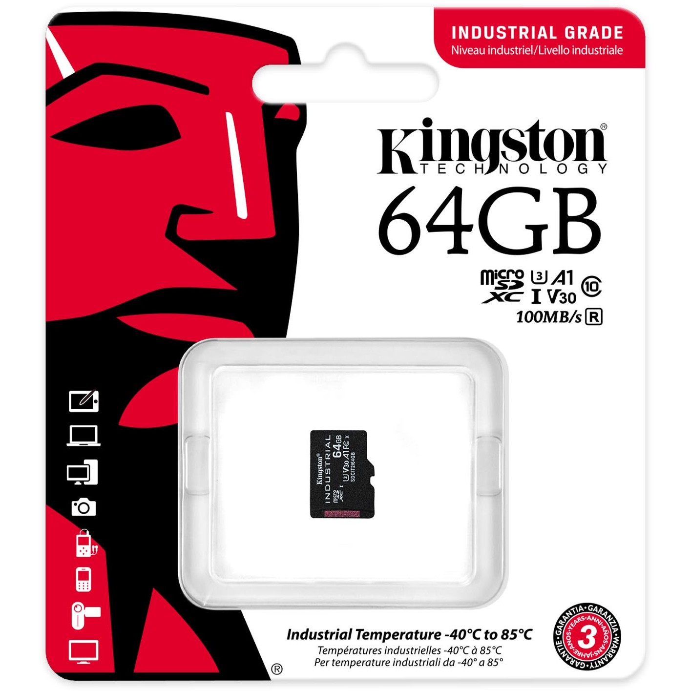 Kartë Memorie SD CARD 64GB Kingston Industrial microHC 100MB/s - Figura 3