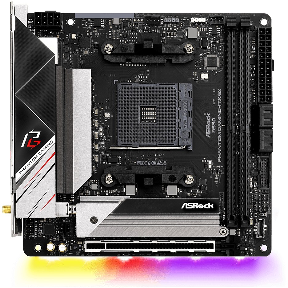 Pllakë Amë AMD AM4 ASROCK B550 PHANTOM GAMING-ITX/AX / Mini ITX / DDR4 / HDMI+DP - Figura 2