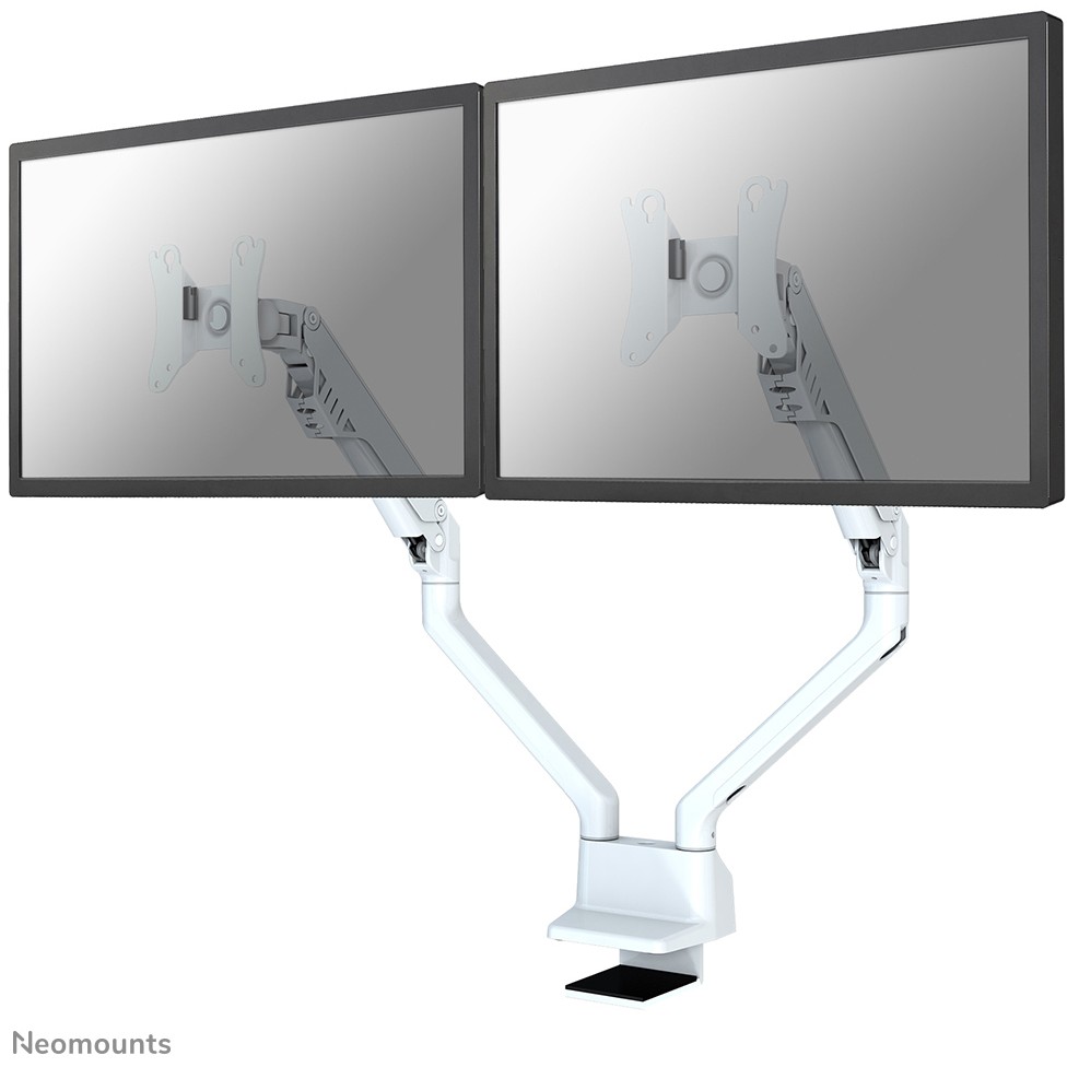 Mbajtëse për Monitor Tilt, swivel, and rotatable desk mount for two flat screens up to 32', 2x 8KG, White Neomounts