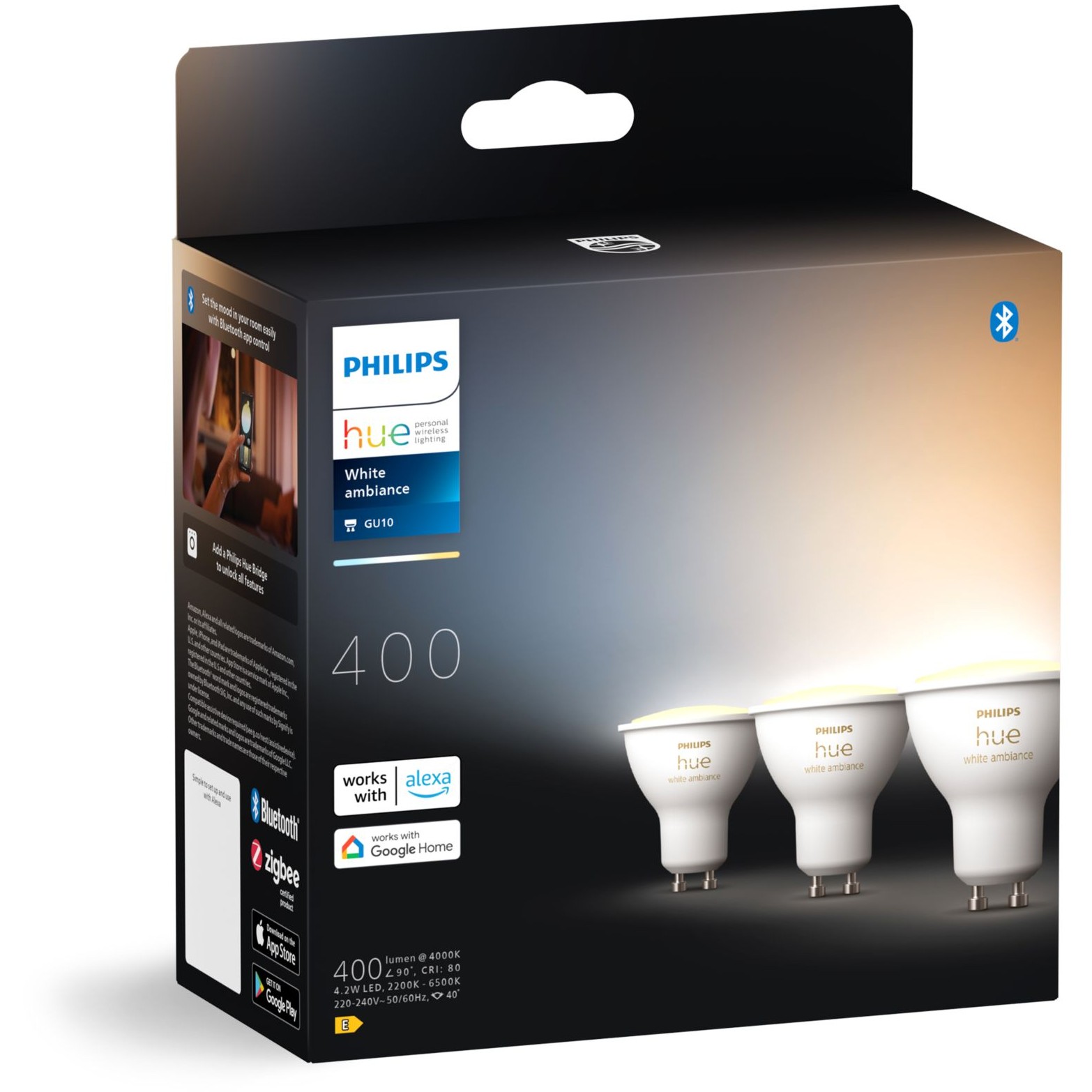 Llambë LED Smart Philips Hue White Ambiance GU10 / Paketë 3copë - Figura 2