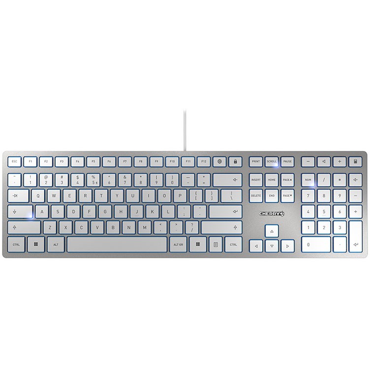 Tastierë Cherry KC 6000 Slim / USB / Me kabllo / EU / Silver, White