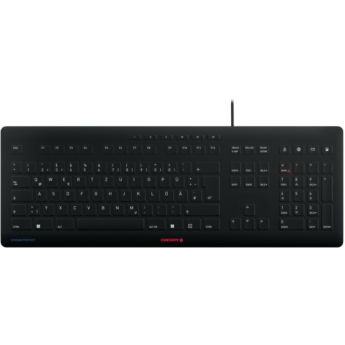 Tastierë me kabllo CHERRY STREAM PROTECT Keyboard (DE) – Zezë