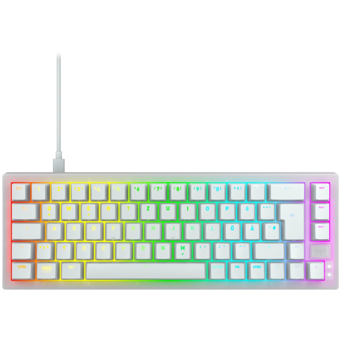 Tastierë Gaming Cherry Xtrfy K5V2 Compact RGB Wired / MX2A Red / QWERTZ- Bardhë
