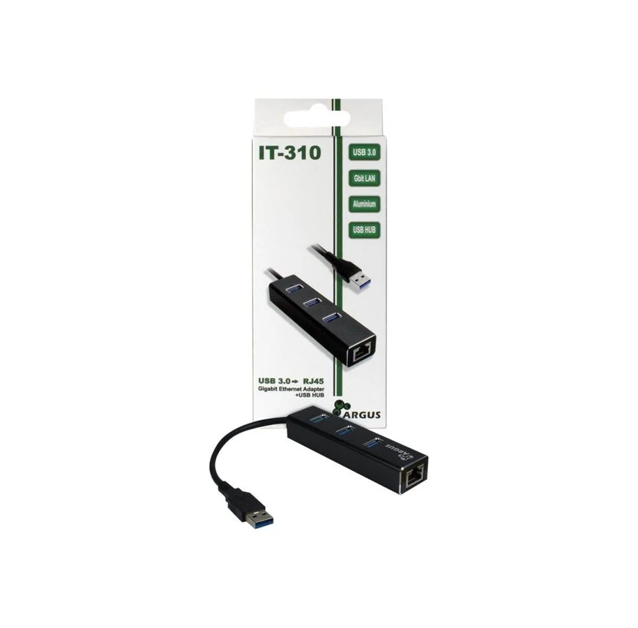 HUB USB 3.0 Inter‑Tech Argus IT‑310 / 3‑Port / 1x RJ45 Gigabit LAN / Pasiv - Zezë - Figura 2