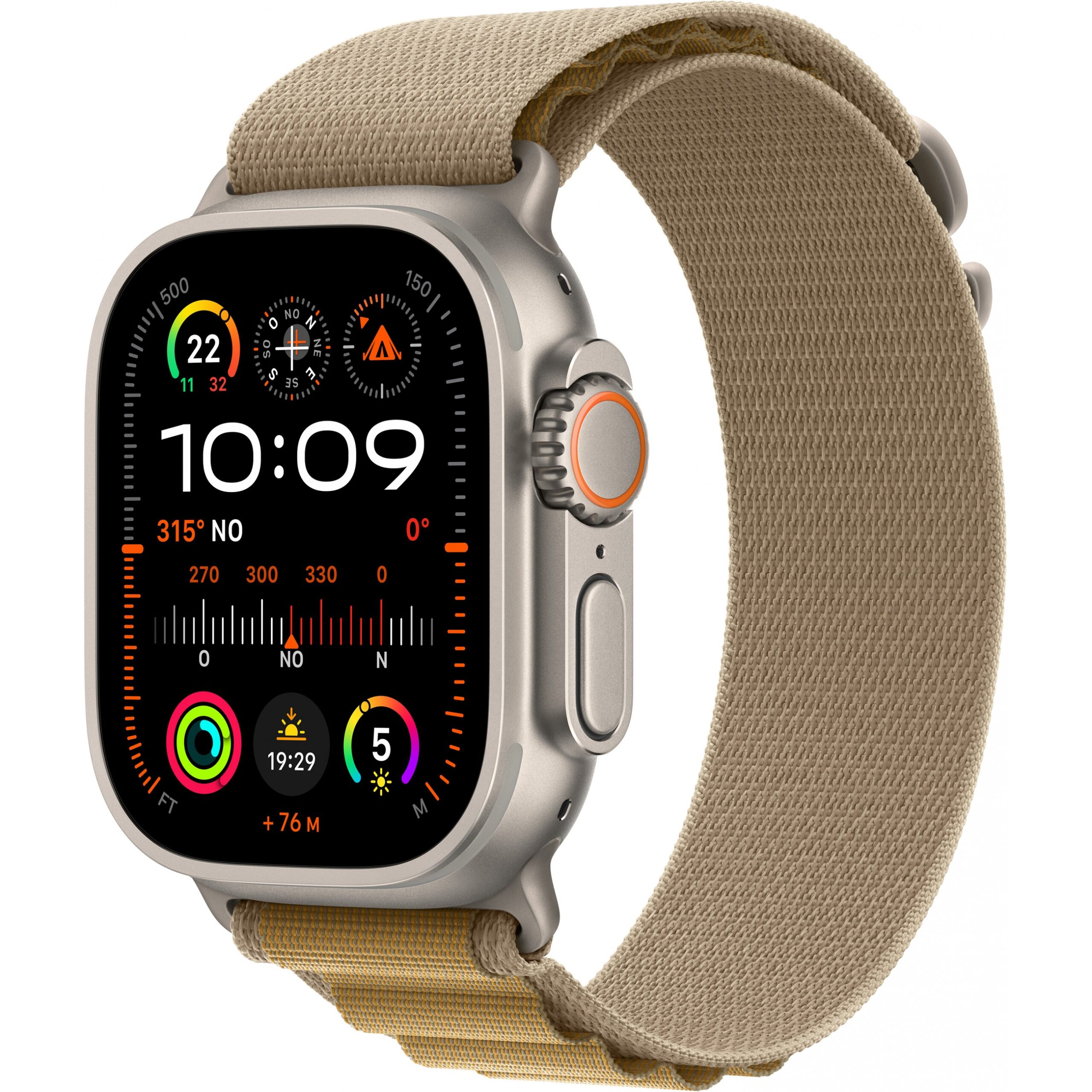 Orë e mençur Apple Watch Ultra 2 GPS + Cellular 49mm Natural Titanium Case with Tan Alpine Loop - Small