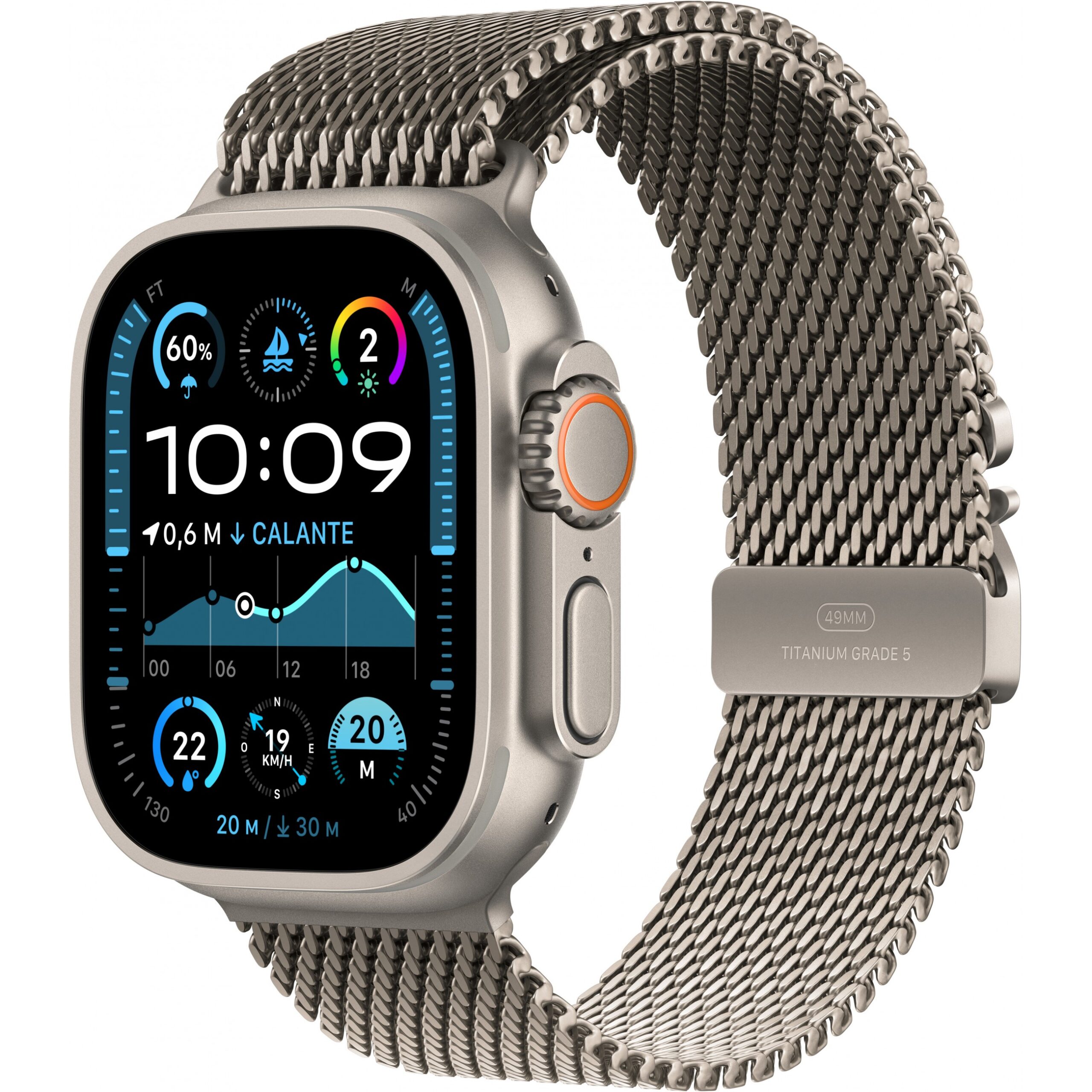 Apple Watch Ultra 2 GPS + Cellular 49mm Natural Titanium Case with Natural Titanium Milanese Loop 64GB - S