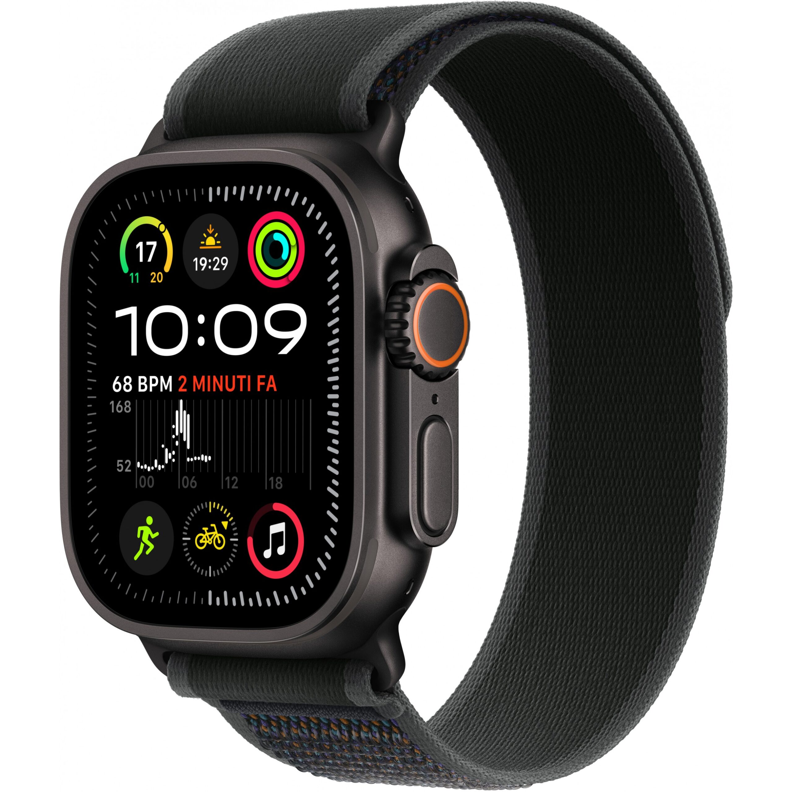 Apple Watch Ultra 2 / GPS + Cellular / 49mm / Black Titanium Case with Black Trail Loop - S/M