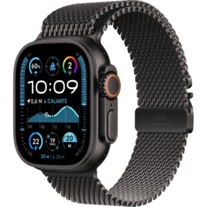 Apple Watch Ultra 2 / GPS + Cellular / 49mm / Black Titanium Case with Black Titanium Milanese Loop - M