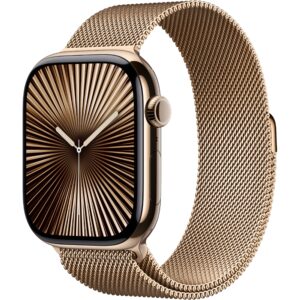 Apple Watch Series 10 / GPS + Cellular / 46mm / Gold Titanium Case with Gold Milanese Loop - S/M
