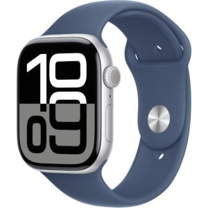 Apple Watch Series 10 GPS 46mm Silver Aluminium Case with Denim Sport Band 64GB - M/L