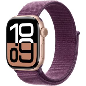 Apple Watch Series 10 GPS + Cellular 42mm Rose Gold Aluminium Case with Plum Sport Loop 64GB