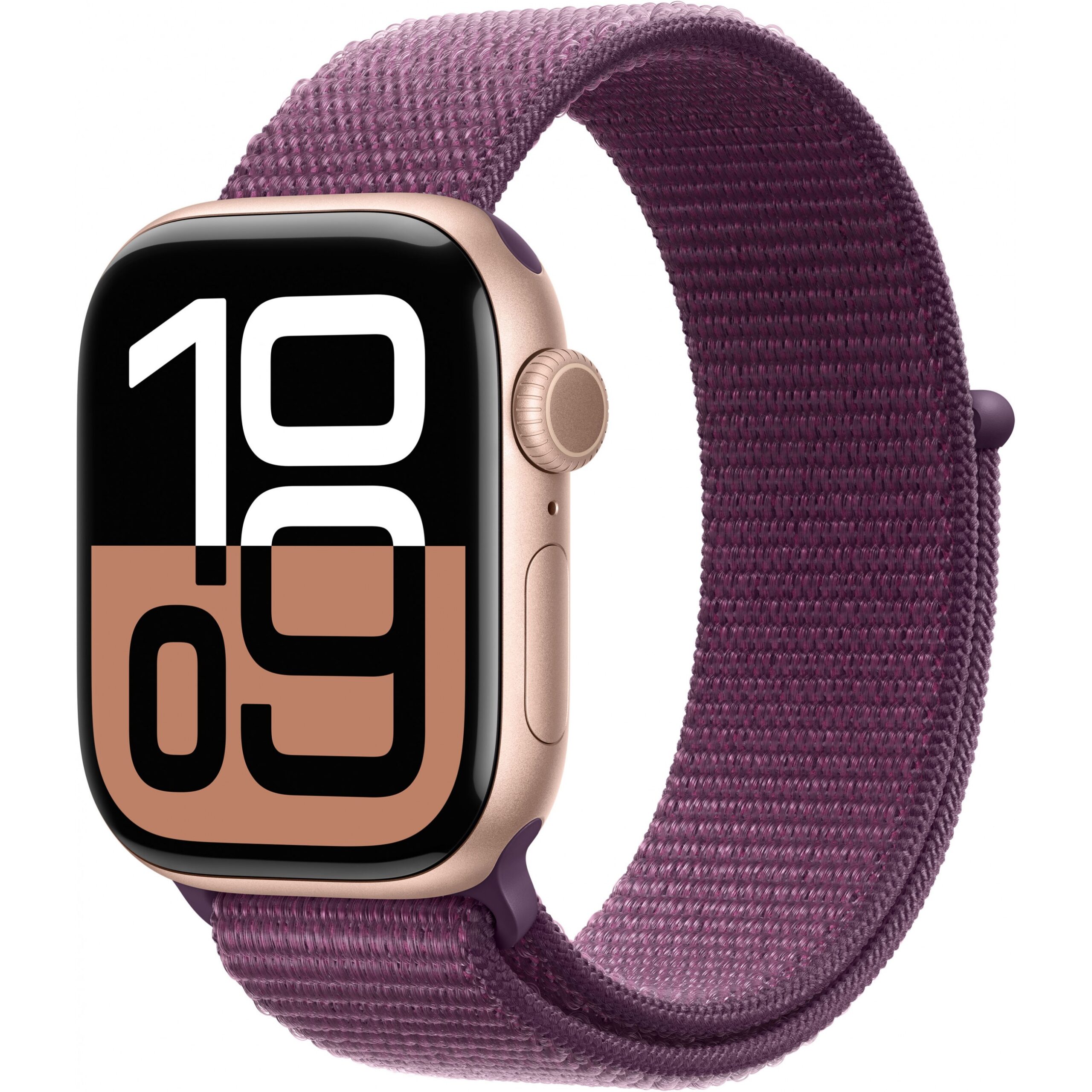 Apple Watch Series 10 GPS + Cellular 42mm Rose Gold Aluminium Case with Plum Sport Loop 64GB