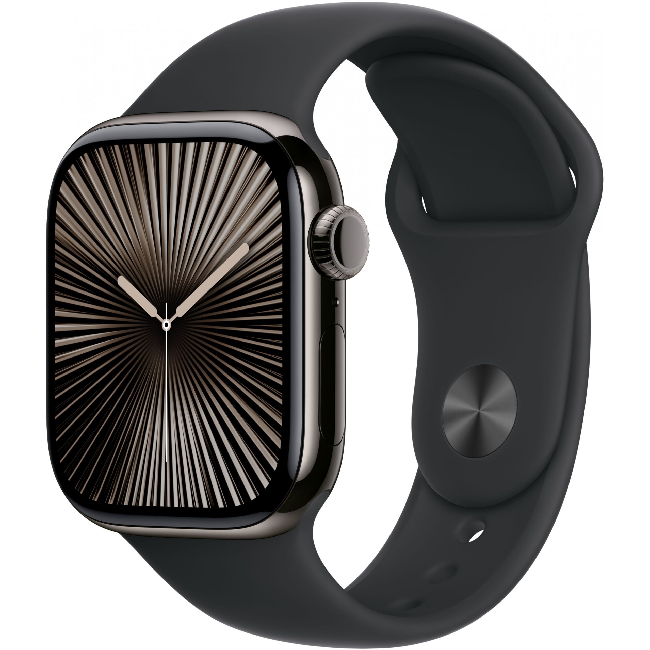 Apple Watch Series 10 / GPS + Cellular / 42mm / Slate Titanium Case with Black Sport Band - M/L