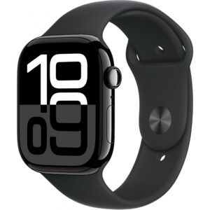 Apple Watch Series 10 / GPS + Cellular / 46mm / Jet Black Aluminium Case with Black Sport Band - S/M