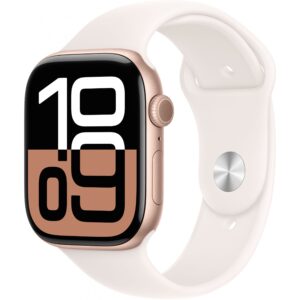 Apple Watch Series 10 GPS + Cellular 46mm Rose Gold Aluminum with Pink Rubber Armband 64GB - S/M