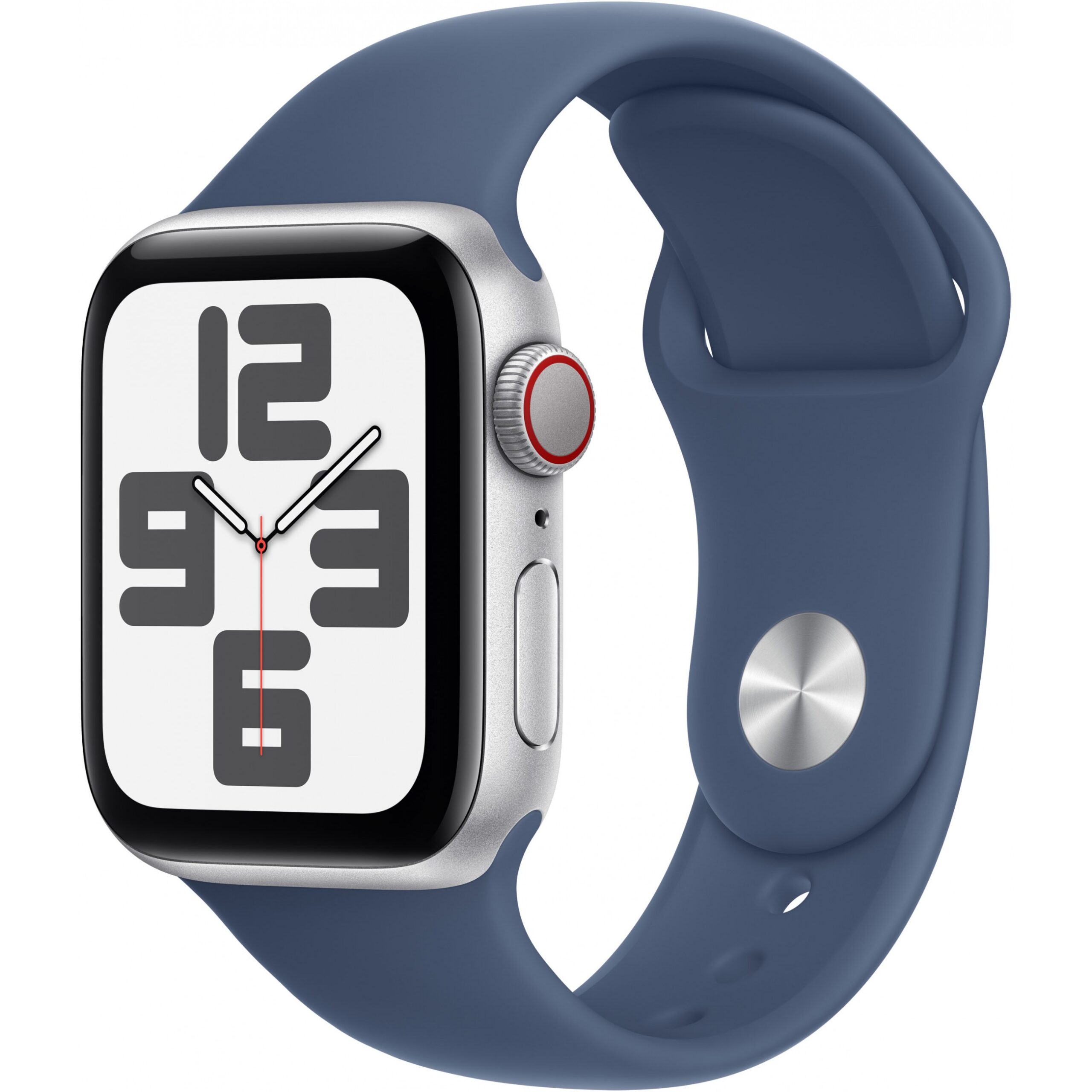 Apple Watch SE 40mm GPS + Cellular Silver Aluminium Case with Denim Sport Band 32GB - S/M