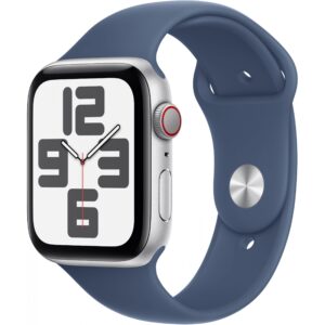 Apple Watch SE GPS + Cellular 44mm Silver Aluminium Case with Denim Sport Band 32GB - S/M