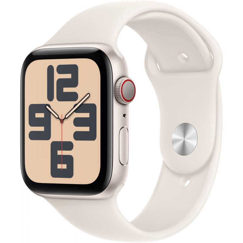 Apple Watch SE / 44mm / GPS + Cellular / Starlight Aluminium Case with Starlight Sport Band - S/M