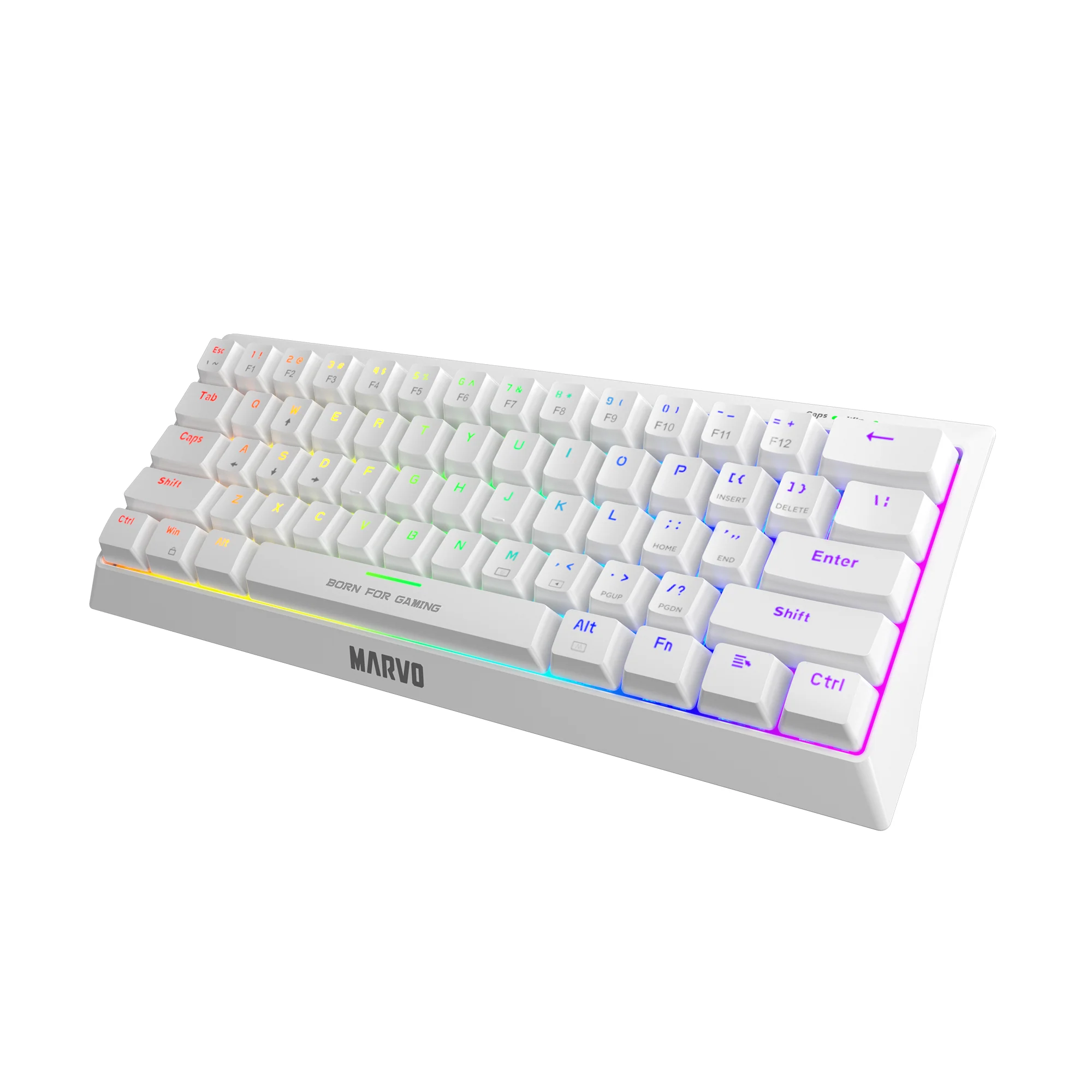 Tastierë Gaming MARVO KG962G WH / Mechanical / 61 Keys / USB-C - Bardhë - Figura 2