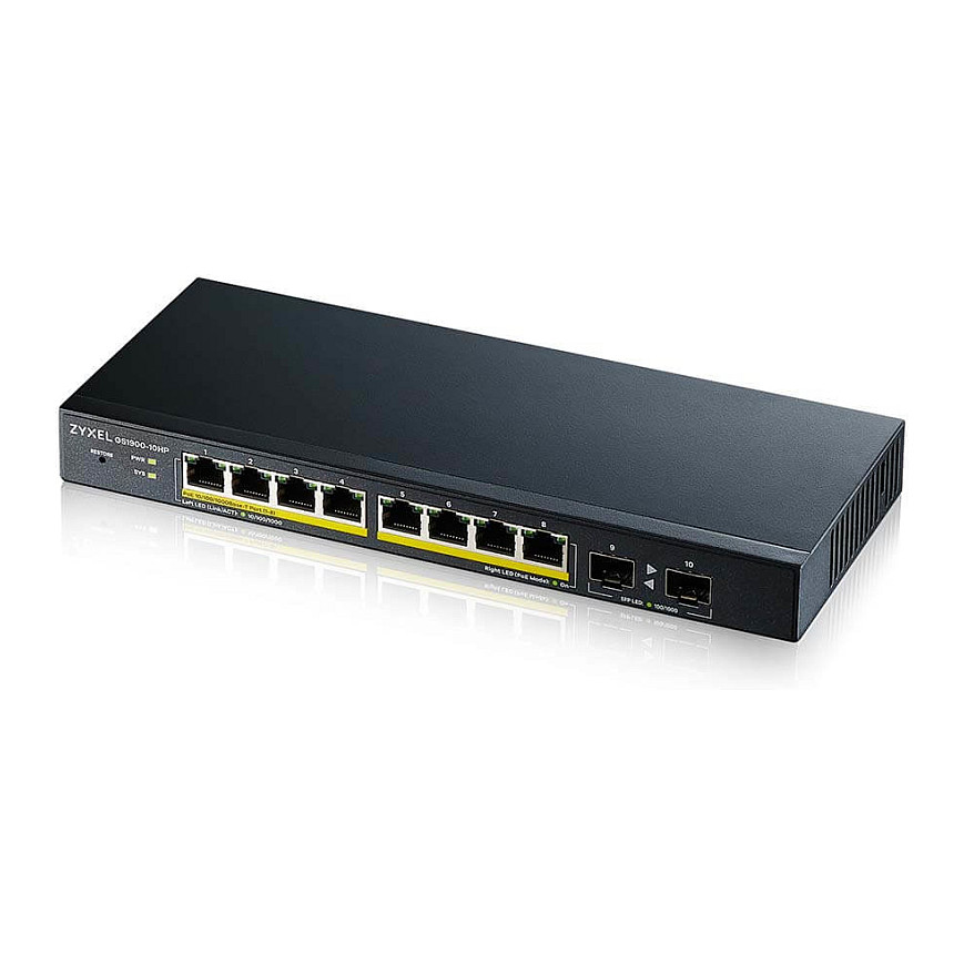 Zyxel GS1900-10HP V2 Smart Managed PoE+ Switch | 8x Gigabit PoE+ | 2x SFP Uplink | 77W PoE Budget