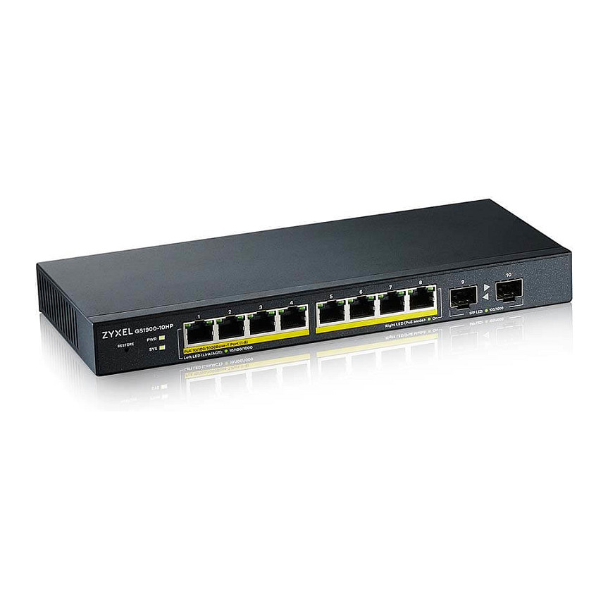 Zyxel GS1900-10HP V2 Smart Managed PoE+ Switch | 8x Gigabit PoE+ | 2x SFP Uplink | 77W PoE Budget - Figura 2
