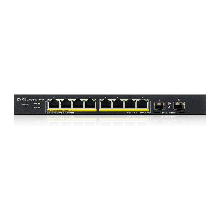 Zyxel GS1900-10HP V2 Smart Managed PoE+ Switch | 8x Gigabit PoE+ | 2x SFP Uplink | 77W PoE Budget - Figura 3