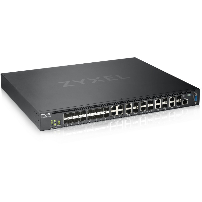 Switch 12+16P Zyxel XS3800-28 M RM