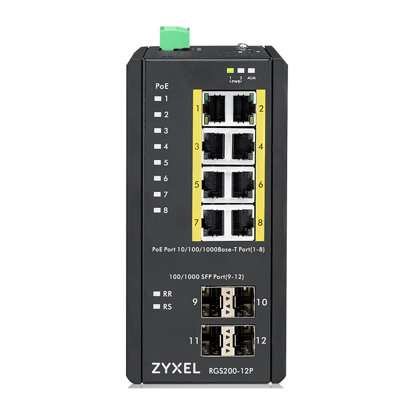 Zyxel RGS200-12P Industrial Managed PoE+ Switch | 8x Gigabit PoE+ | 4x SFP | 240W PoE Budget - Figura 3