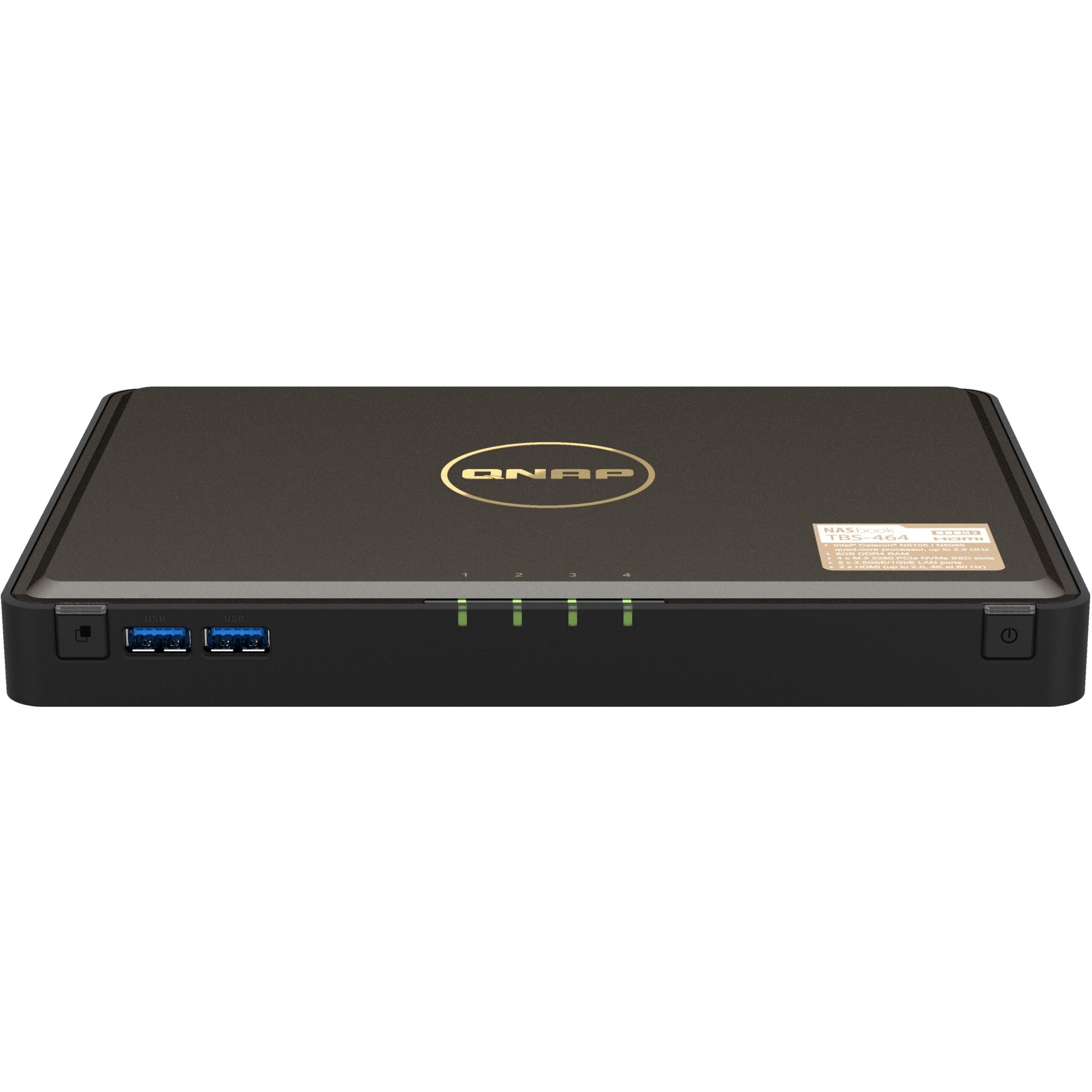 NAS QNAP TBS‑464‑8G 4‑Bay M.2 NVMe / Intel Celeron N5105/N5095 Quad‑Core 1.5GHz (burst 2.9GHz) / 8GB DDR4
