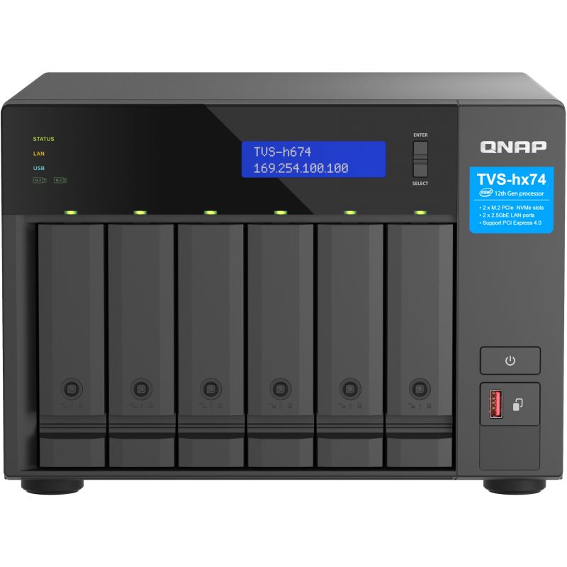 NAS QNAP TVS‑H474‑PT‑8G 4‑Bay QuTS hero / Intel Pentium Gold G7400 (up to 3.7GHz) / 8GB