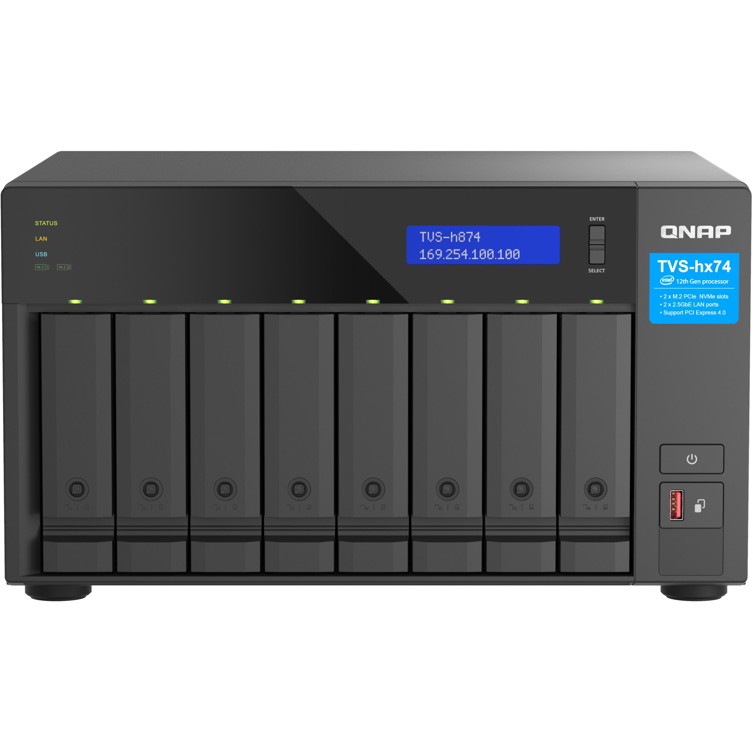 NAS QNAP TVS‑H874‑I5‑32G 8‑Bay QuTS hero / Intel Core i5‑12400 (6 cores / 12 threads, up to 4.6GHz) / 32GB