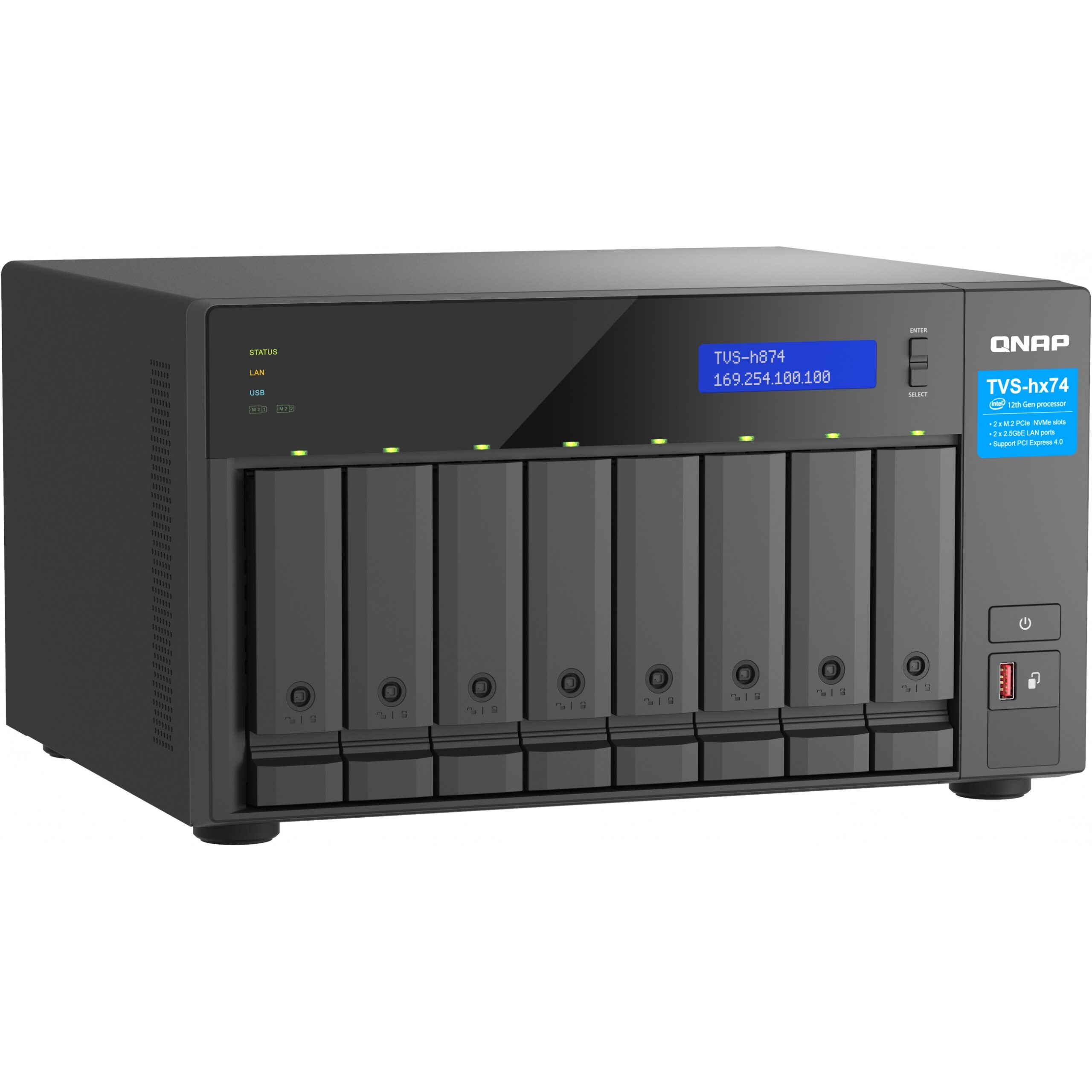 NAS QNAP TVS‑H874‑I5‑32G 8‑Bay QuTS hero / Intel Core i5‑12400 (6 cores / 12 threads, up to 4.6GHz) / 32GB - Figura 3