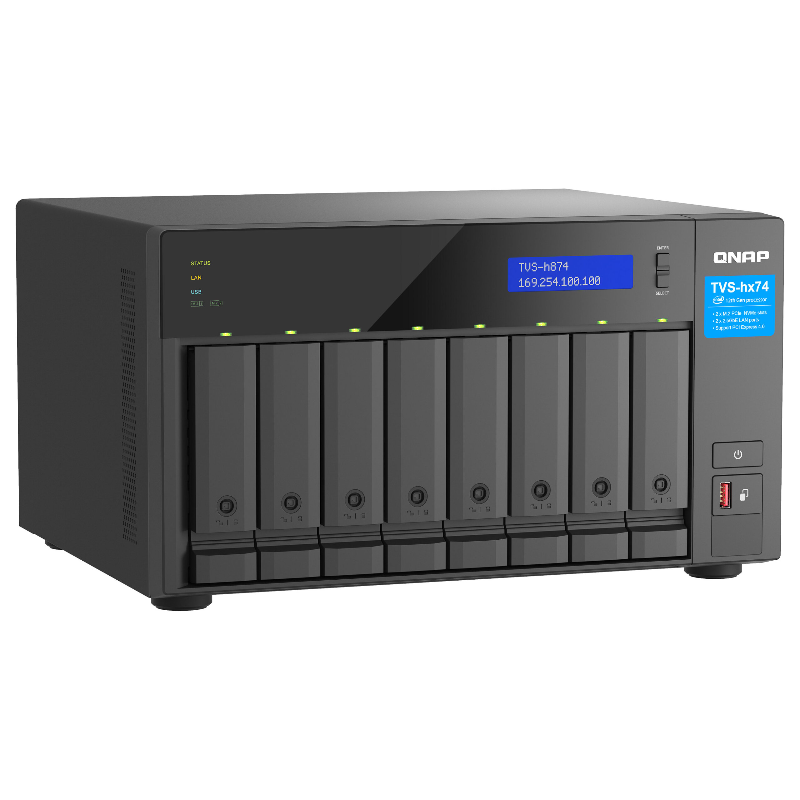 QNAP TVS-h874-i7-32G 8-Bay NAS QuTS hero me Intel Core i7-12700 12-Core, 32GB DDR4 dhe 2.5GbE - Figura 3