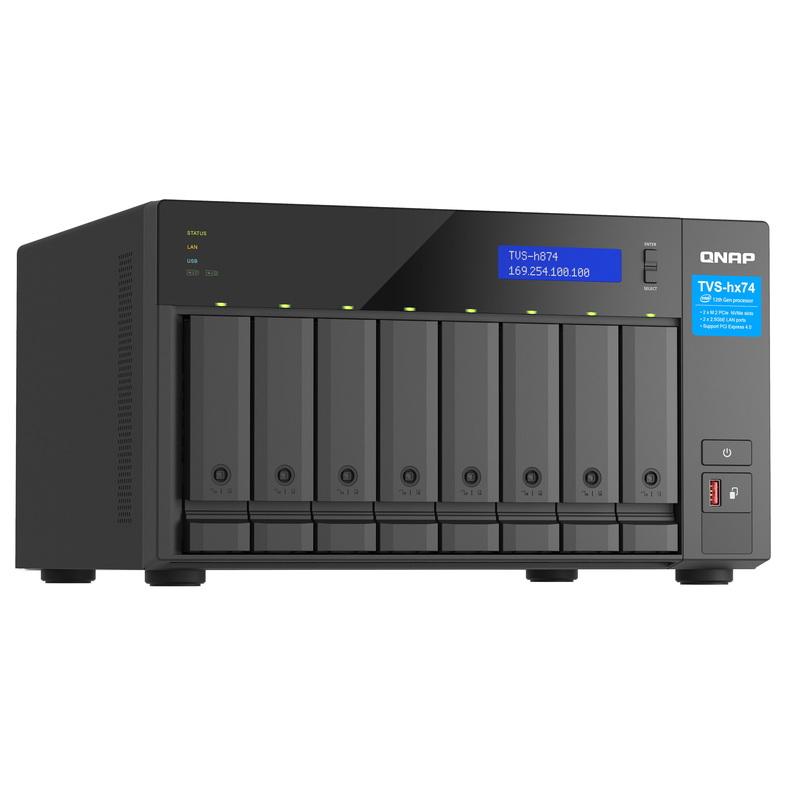 QNAP TVS-h874-i7-32G 8-Bay NAS QuTS hero me Intel Core i7-12700 12-Core, 32GB DDR4 dhe 2.5GbE - Figura 4