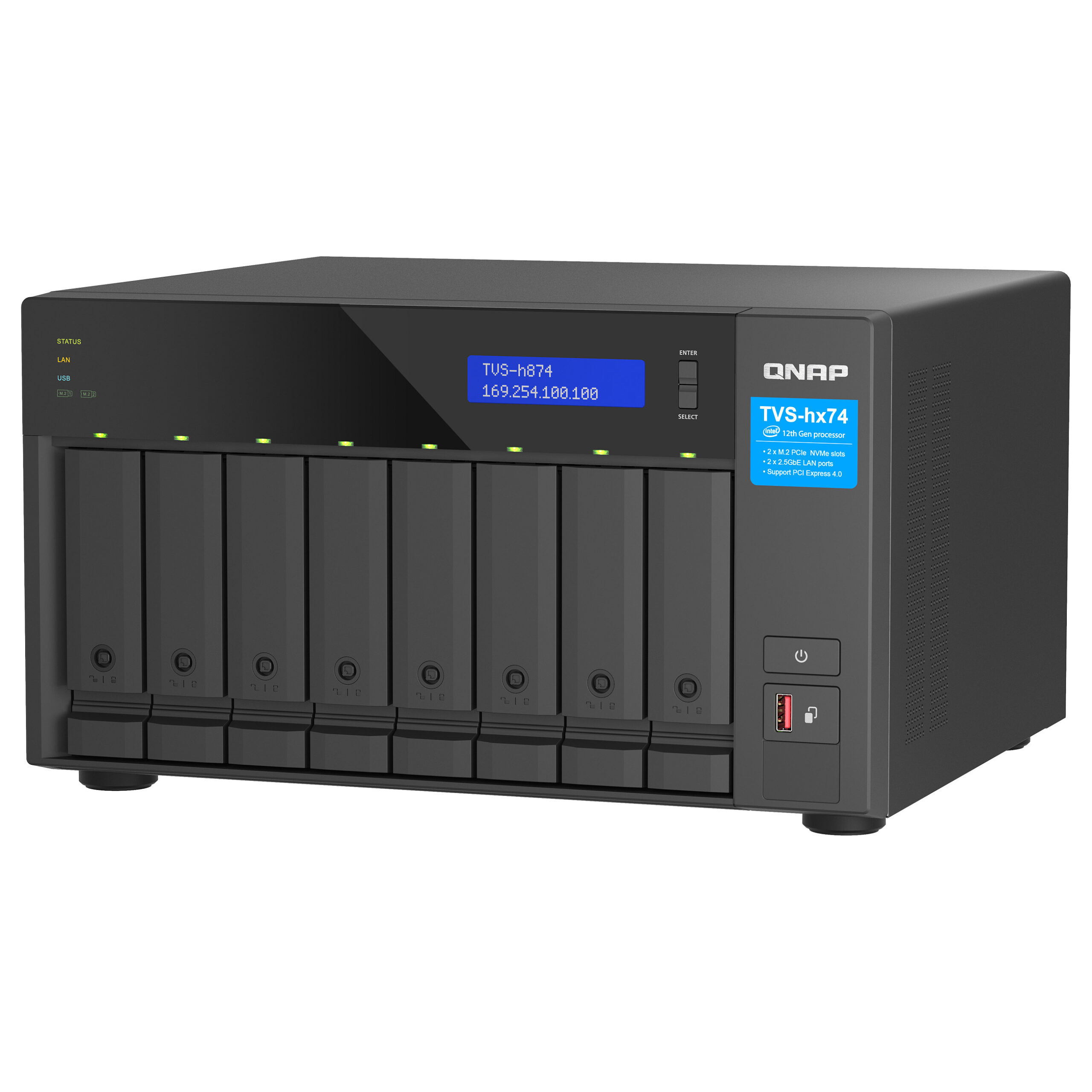 QNAP TVS-h874-i7-32G 8-Bay NAS QuTS hero me Intel Core i7-12700 12-Core, 32GB DDR4 dhe 2.5GbE - Figura 5