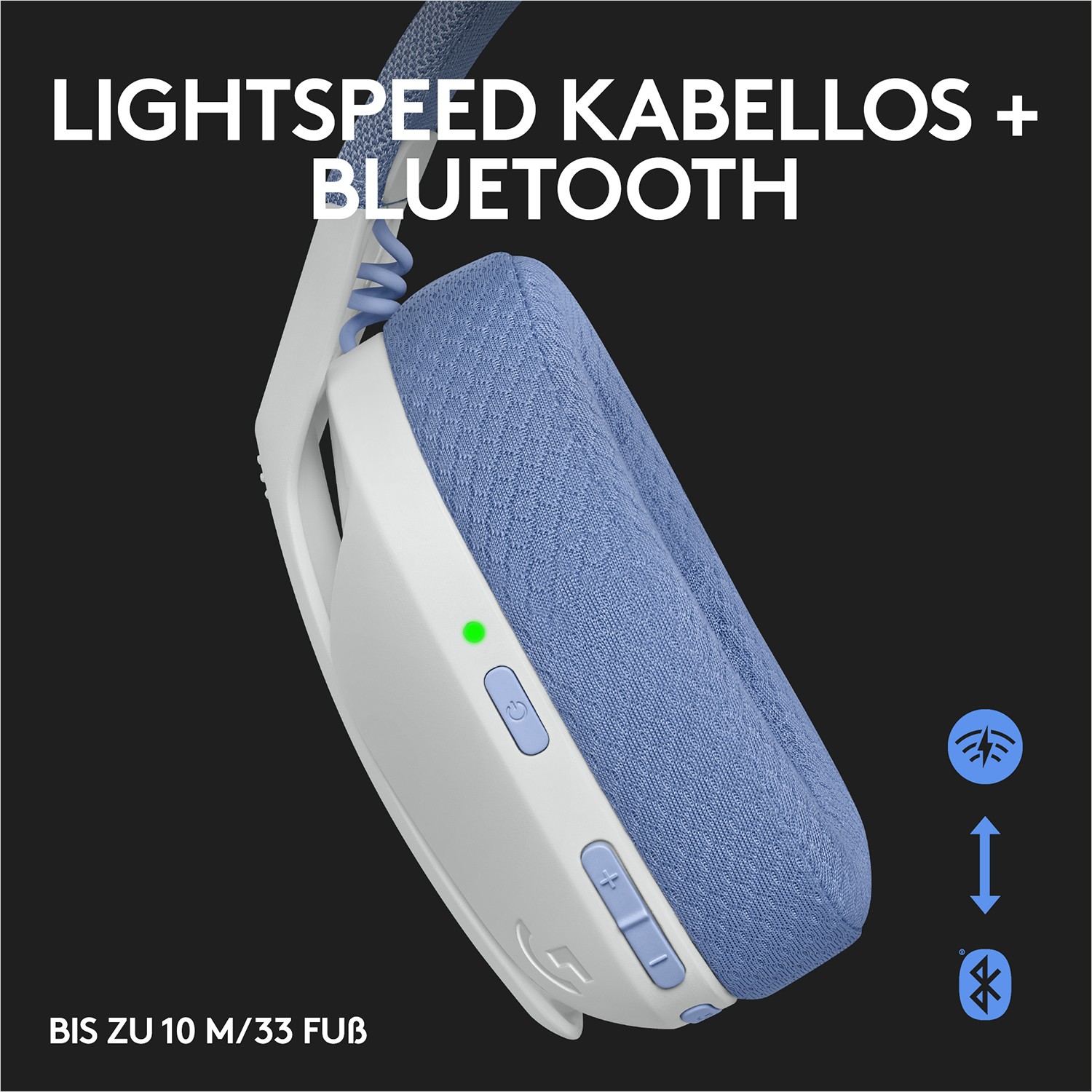 Kufje Gaming Logitech Lightspeed G435 Full Size Wireless Bluetooth / 2.4 GHz – Bardhë/Vjollcë e Hapur - Figura 3