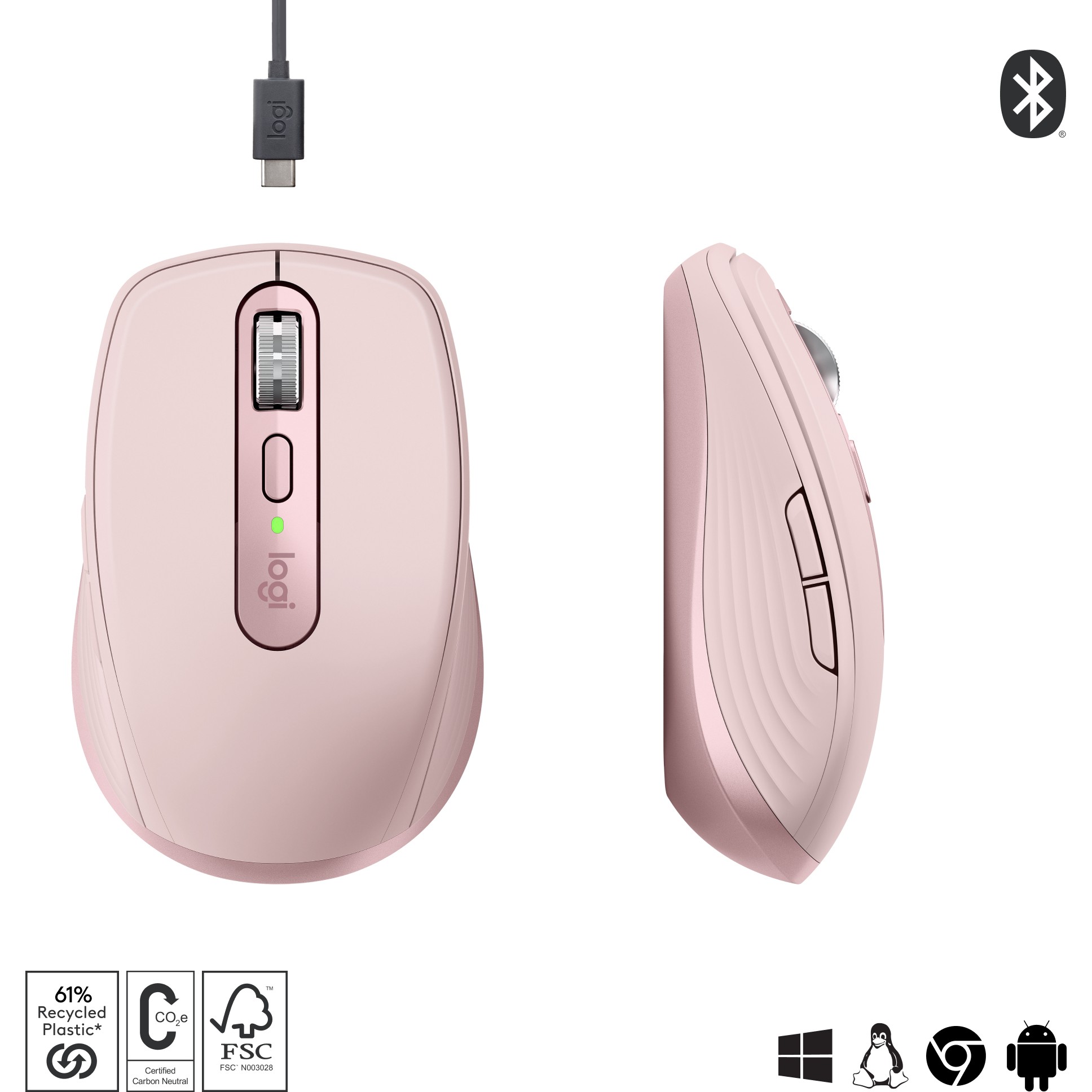 Maus pa kabllo Logitech MX Anywhere 3S Maus optik 6 butona pa tel Bluetooth ngjyrë rozë - Figura 4