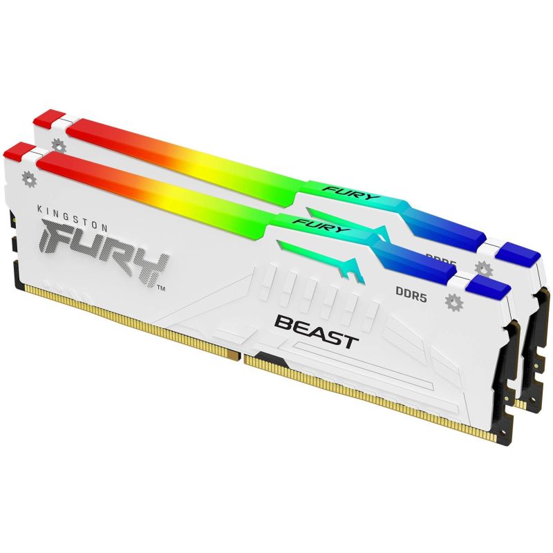 RAM Memorie DDR5 64GB KINGSTON 6400MT/s DDR5 CL32 DIMM Kit of 2 FURY Beast White RGB XMP