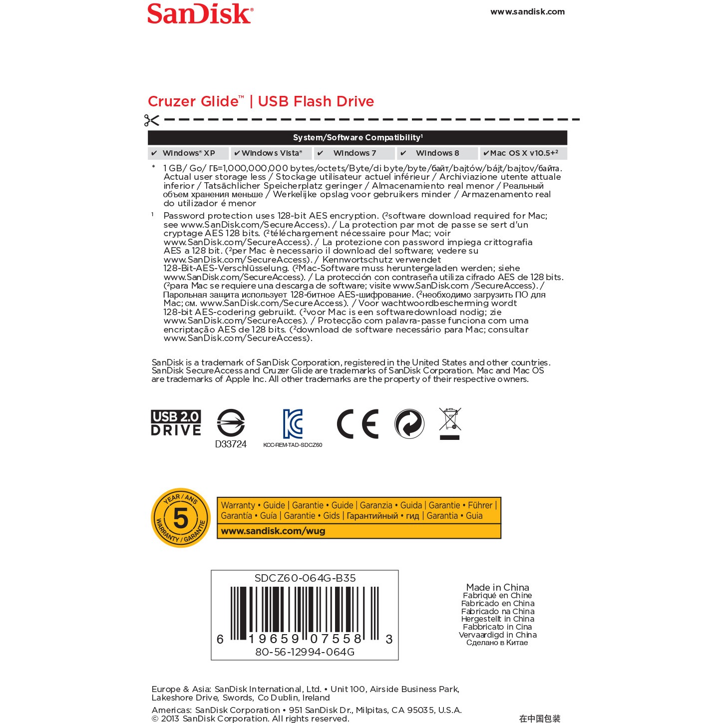 USB Flash Drive STICK 64GB USB 2.0 SanDisk Cruzer Glide - e zezë - Figura 5