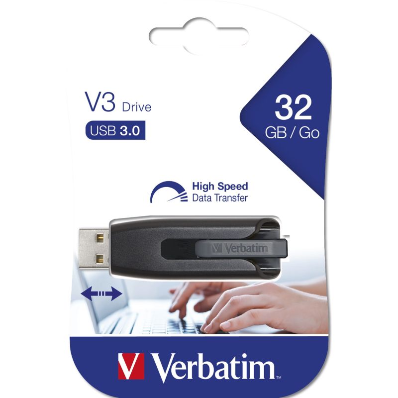 USB Flash Drive Verbatim Store'n'Go V3 / 32GB / 3.0 – Gri/Zezë - Figura 5