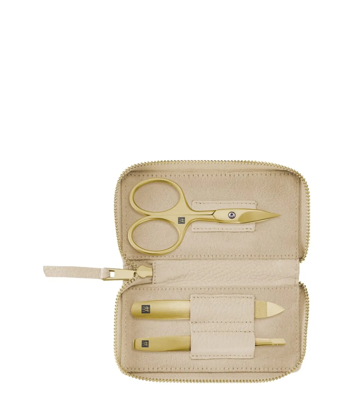 Set për manikyr dhe pedikyr 3-pjesësh me gërshërë thonjsh dhe kuti lëkure – Gold