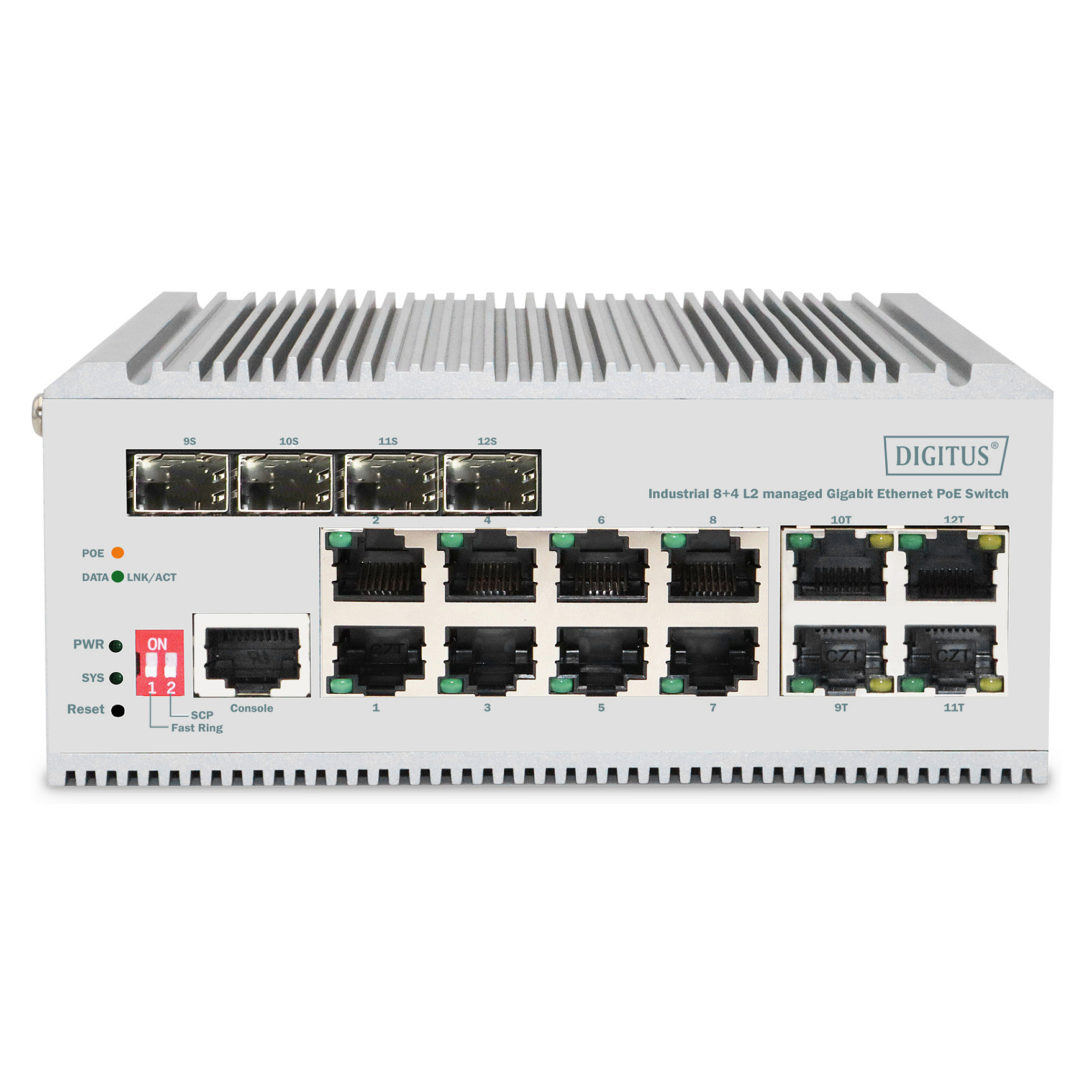 DIGITUS DN-651139 Industrial Managed PoE Switch – 8× Gigabit PoE + 4× SFP Layer 2 Managed Switch - Figura 2