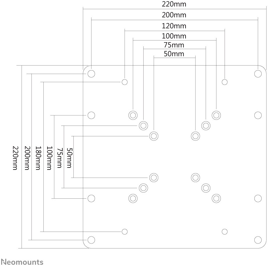 Mbajtëse për Monitor Vesa adapter plate It increases VESA 75/100 to VESA 200x100 & 200x200 35KG FPMA-VESA200 Neomounts - Figura 2