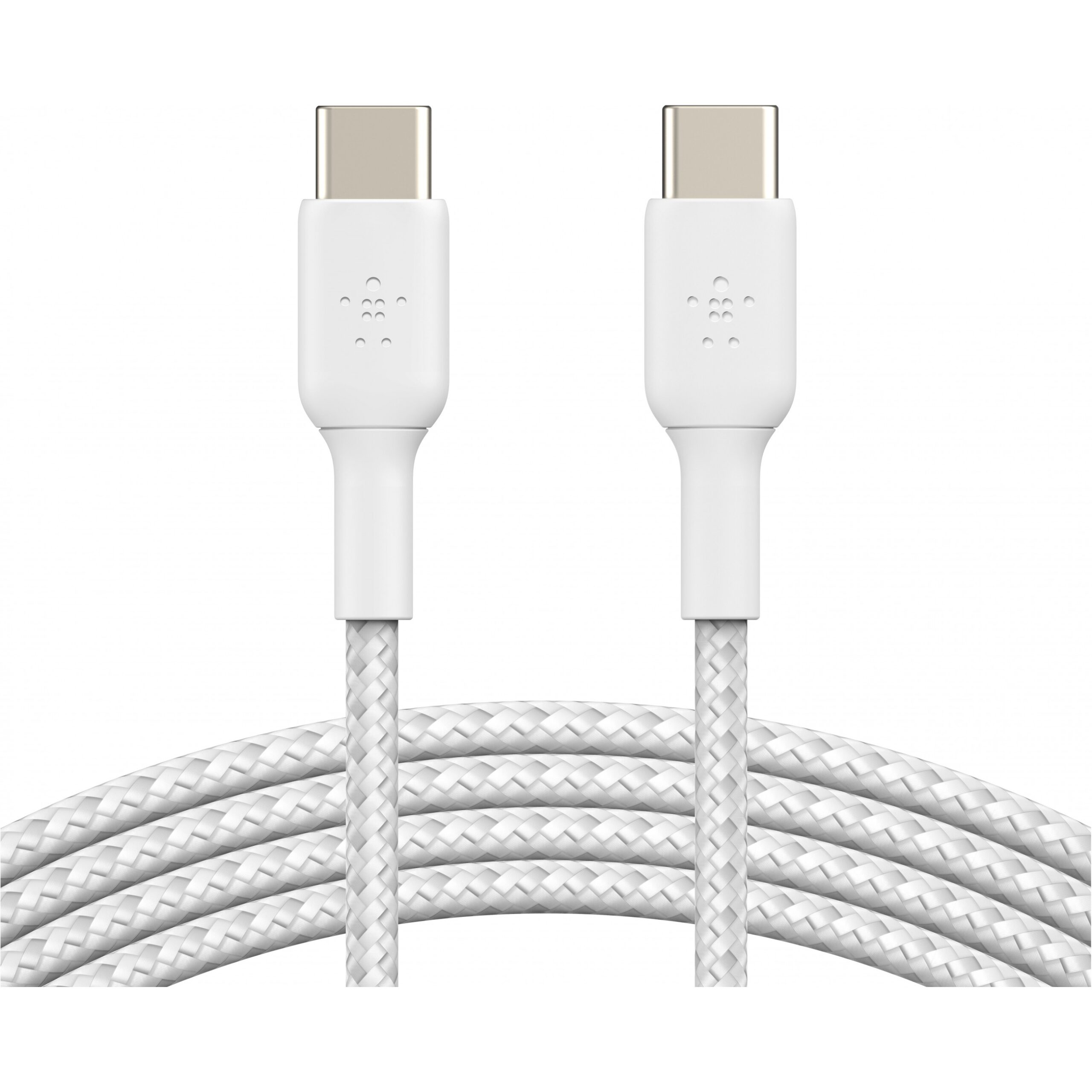 Kabllo USB Belkin USB-C në USB-C 2.0 Kabllo e Gërshetuar / 1m / Paketë Dyshe - Bardhë