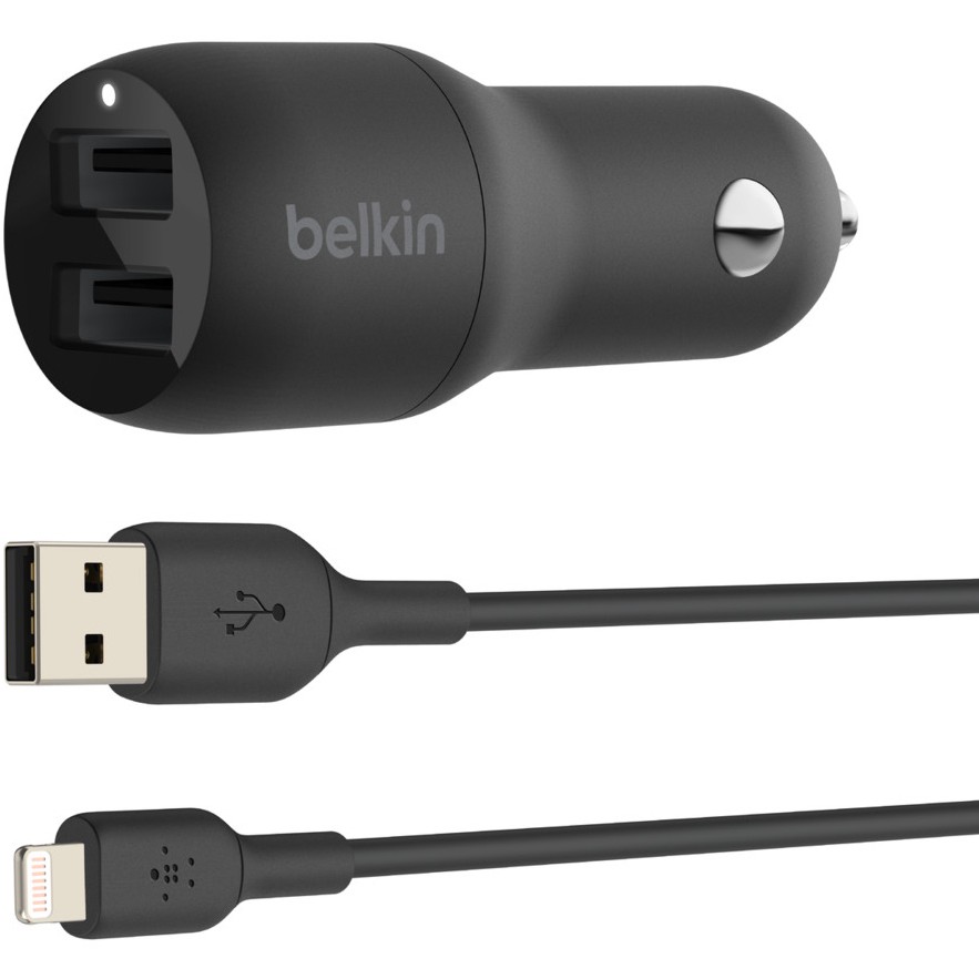 Adapter Belkin USB-A përfshirë Kabllo Lightning 1m 24W,i zi