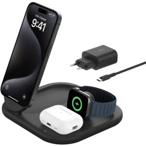 Telefon i mençur Belkin Wireless BOOST CHARGE Qi2 3-në-1 Ngarkues. 15W e zezë