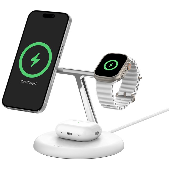 Aksesorë për telefon Belkin BoostCharge Pro 3-në-1-Stacion ngarkimi me Qi2. e bardhë - Figura 4