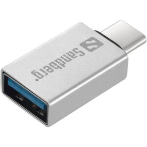 Adapter Sandberg 136-24 USB-C në USB-A / 5cm / argjendtë